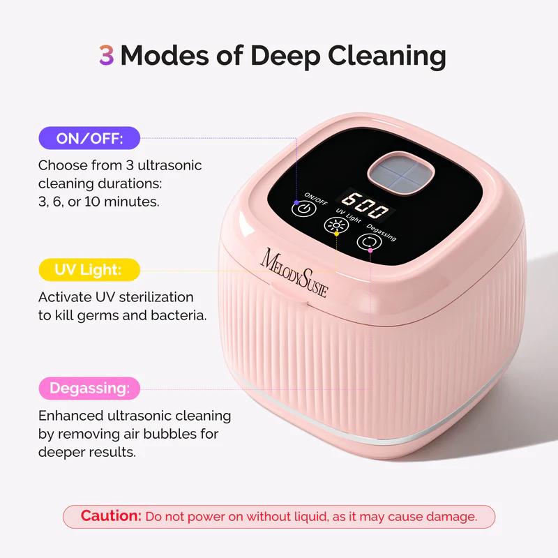 MelodySusie - 2 In 1 Ultrasonic Cleaner Machine For Manicure - Pink - Manicure & Pedicure Tools at Beyond Polish