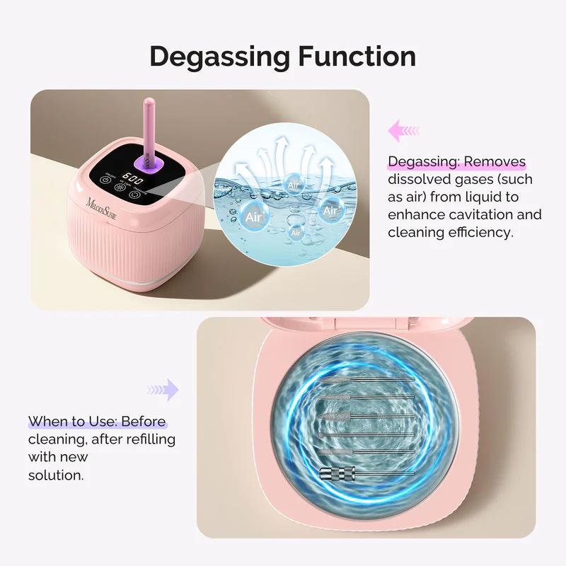MelodySusie - 2 In 1 Ultrasonic Cleaner Machine For Manicure - Pink - Manicure & Pedicure Tools at Beyond Polish