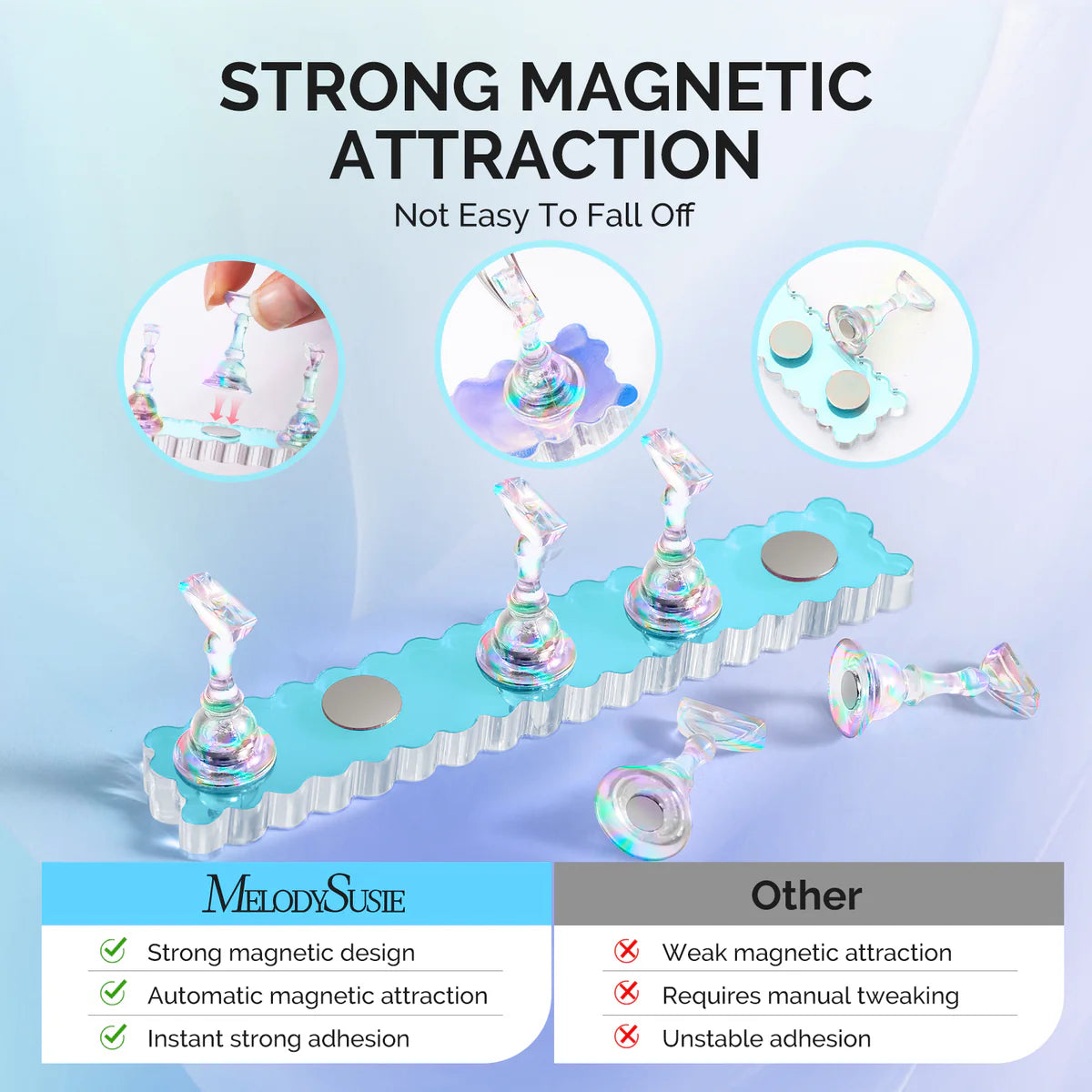 MelodySusie - 2 Sets Blue Acrylic Magnetic Nail Stand - Manicure & Pedicure Tools at Beyond Polish