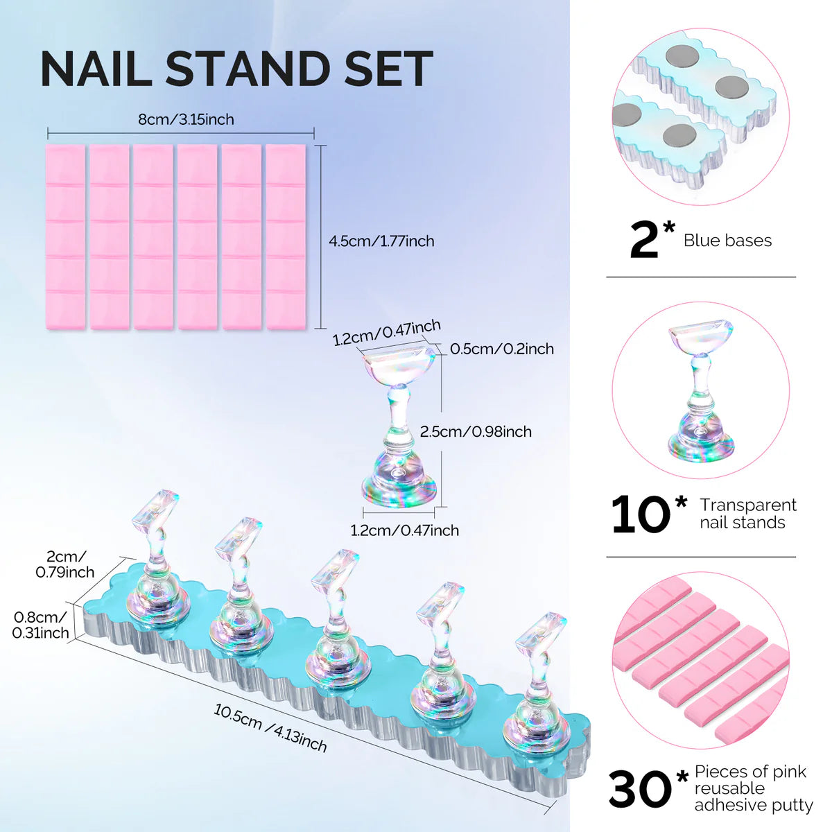 MelodySusie - 2 Sets Blue Acrylic Magnetic Nail Stand - Manicure & Pedicure Tools at Beyond Polish