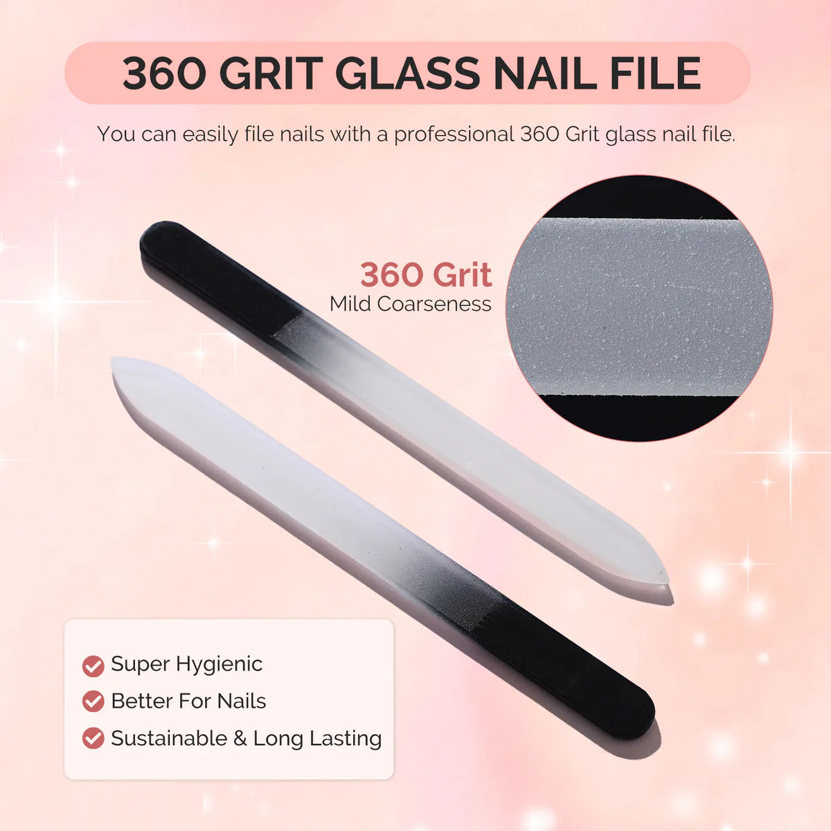 MelodySusie - 4Pcs Double Sided 360 Grit Glass Nail File Set - Manicure & Pedicure Tools at Beyond Polish