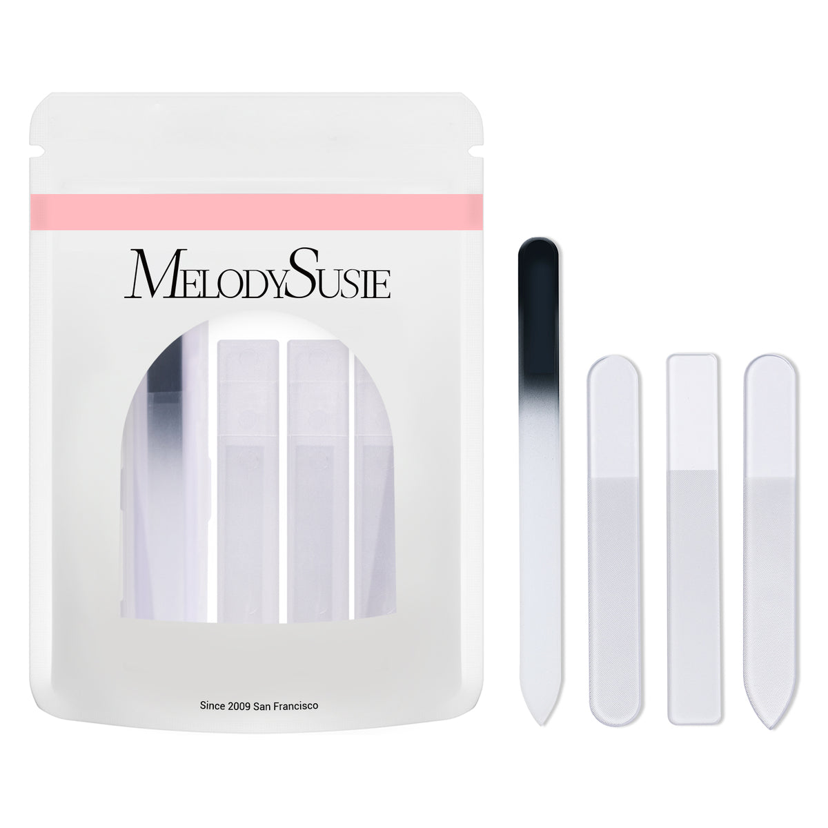 MelodySusie - 4Pcs Double Sided 360 Grit Glass Nail File Set - Manicure & Pedicure Tools at Beyond Polish