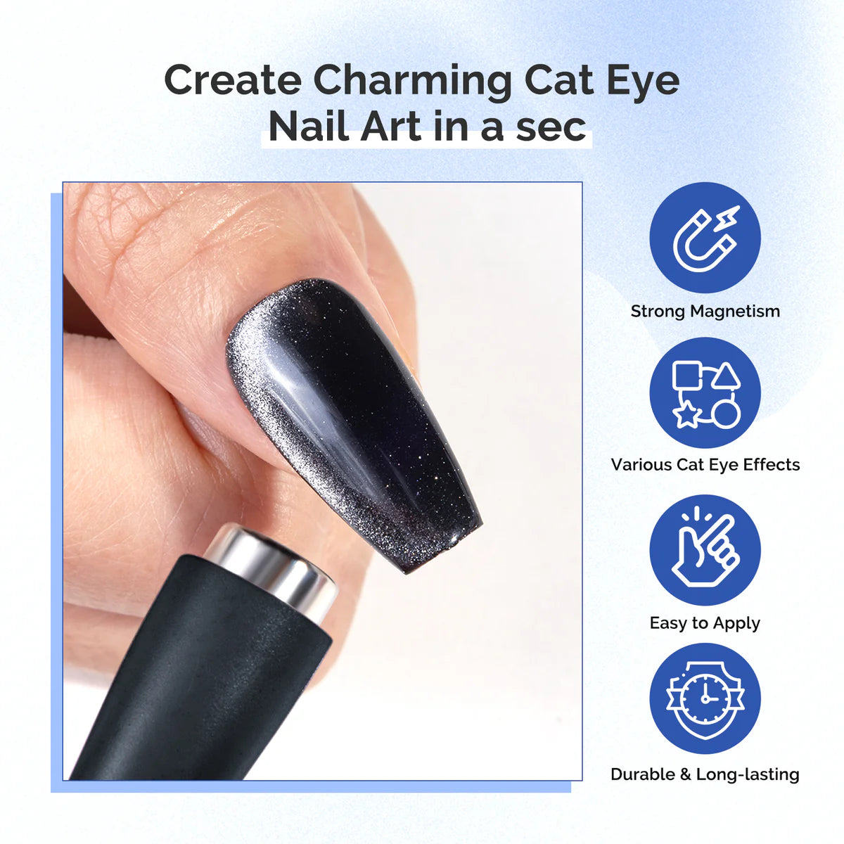 MelodySusie - 5 In 1 Multifunctional Cat Eye Gel Nail Polish Magnet - Black - Manicure & Pedicure Tools at Beyond Polish