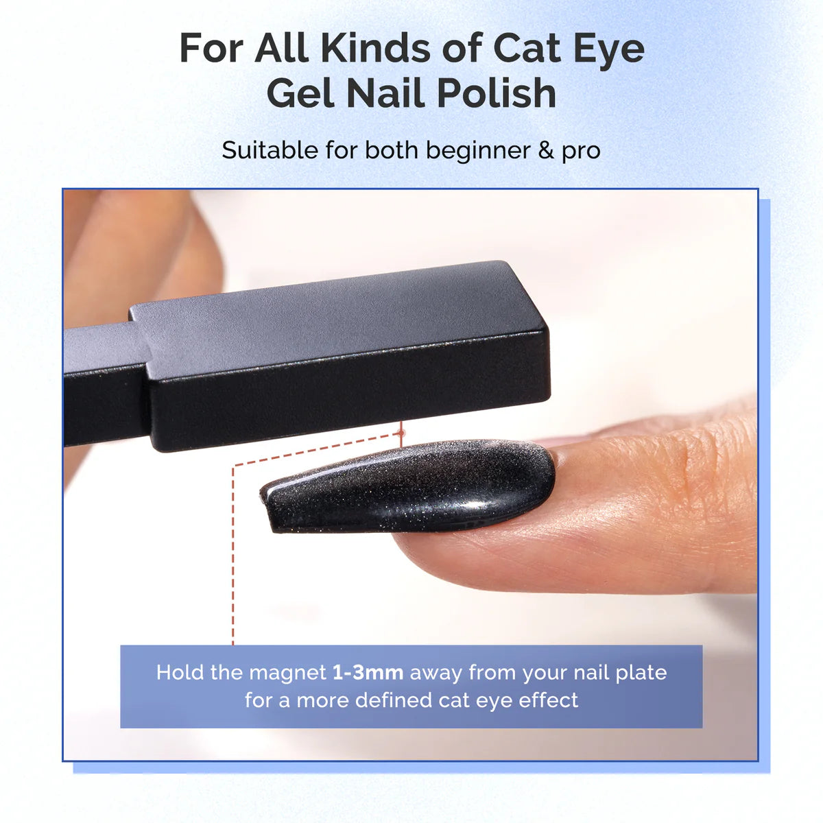 MelodySusie - 5 In 1 Multifunctional Cat Eye Gel Nail Polish Magnet - Black - Manicure & Pedicure Tools at Beyond Polish