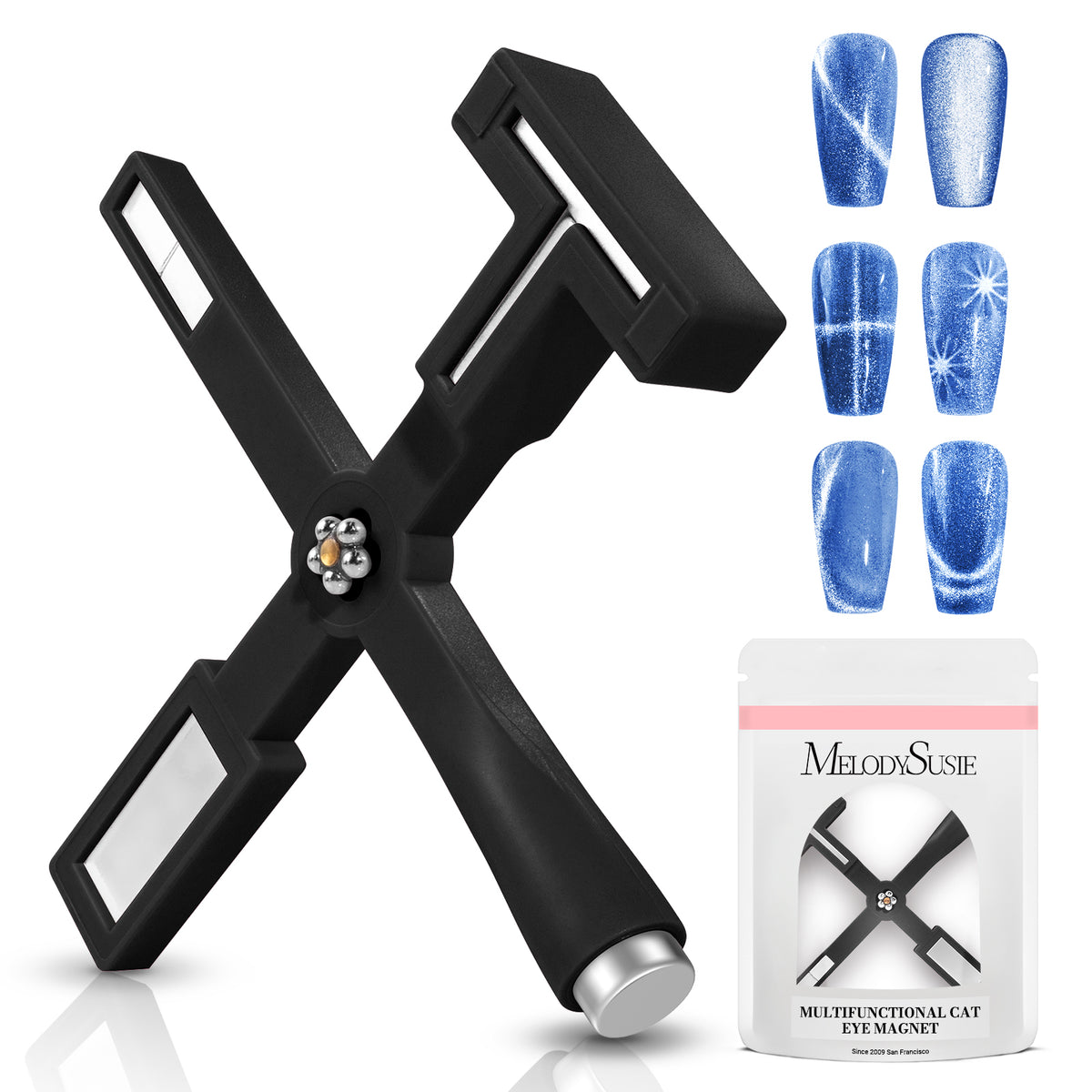 MelodySusie - 5 In 1 Multifunctional Cat Eye Gel Nail Polish Magnet - Black - Manicure & Pedicure Tools at Beyond Polish