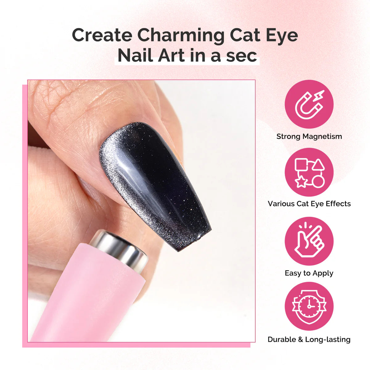 MelodySusie - 5 In 1 Multifunctional Cat Eye Gel Nail Polish Magnet - Pink - Manicure & Pedicure Tools at Beyond Polish