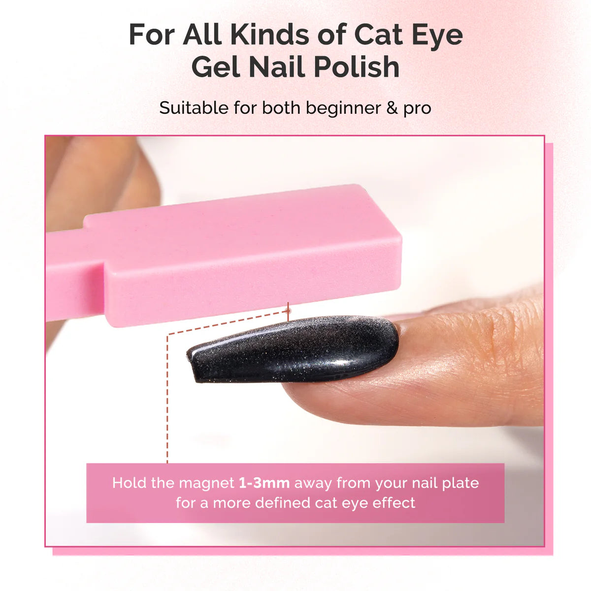 MelodySusie - 5 In 1 Multifunctional Cat Eye Gel Nail Polish Magnet - Pink - Manicure & Pedicure Tools at Beyond Polish