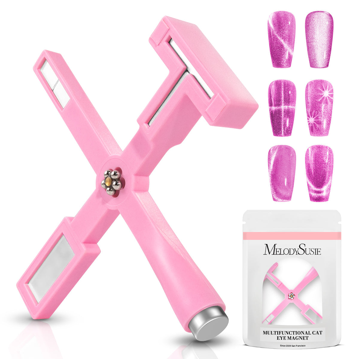 MelodySusie - 5 In 1 Multifunctional Cat Eye Gel Nail Polish Magnet - Pink - Manicure & Pedicure Tools at Beyond Polish