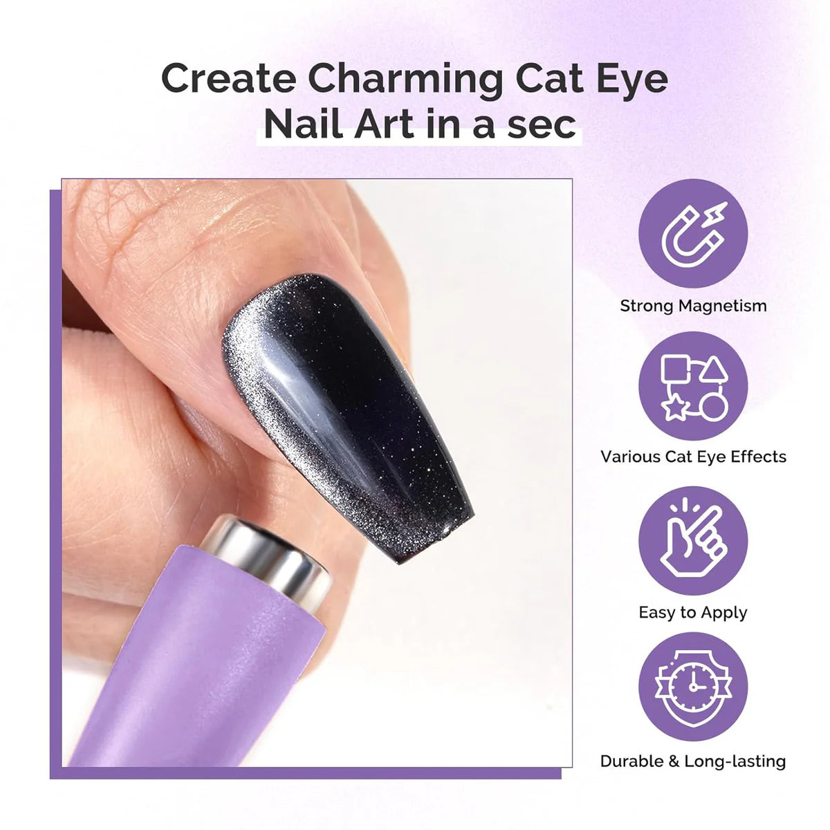 MelodySusie - 5 In 1 Multifunctional Cat Eye Gel Nail Polish Magnet - Purple - Manicure & Pedicure Tools at Beyond Polish