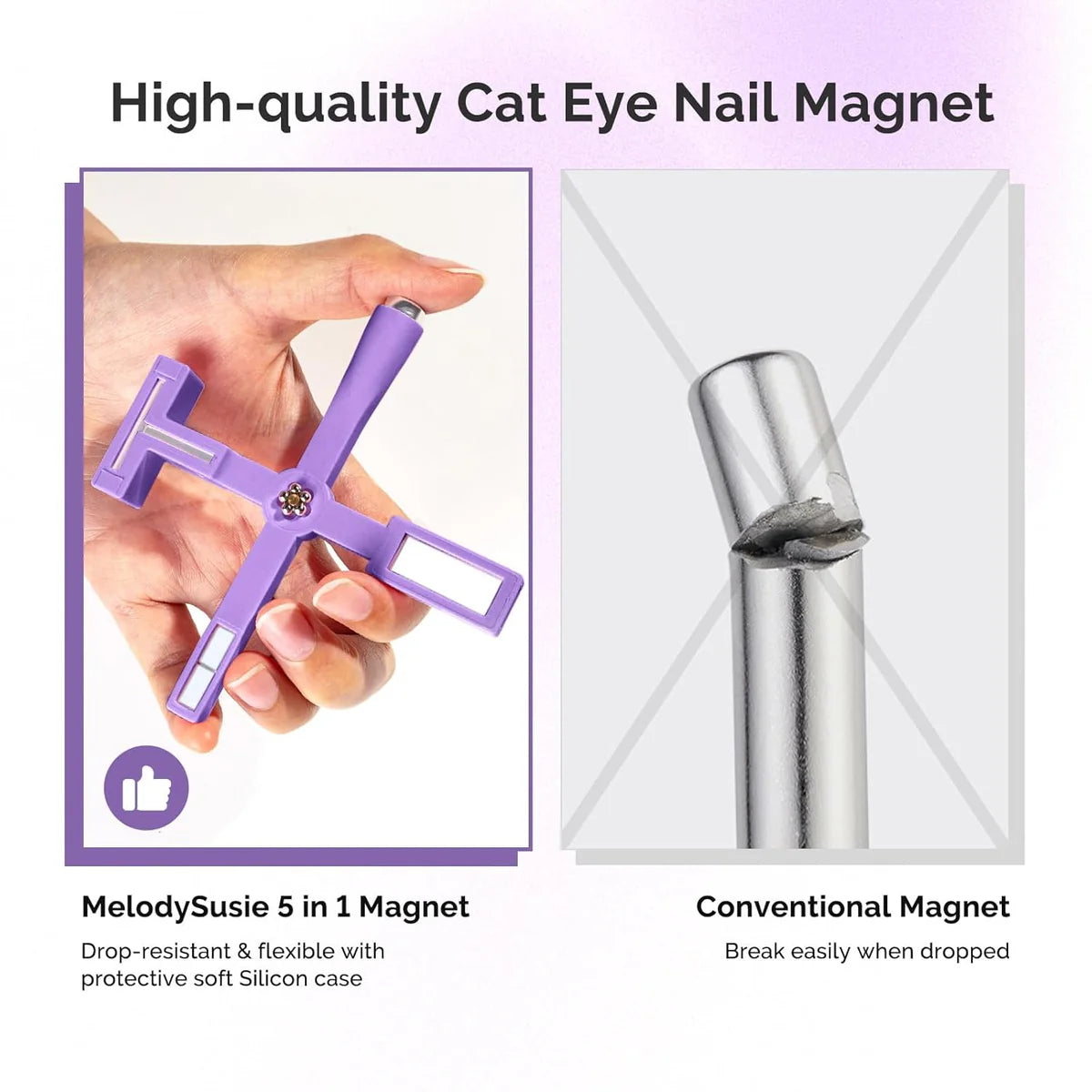 MelodySusie - 5 In 1 Multifunctional Cat Eye Gel Nail Polish Magnet - Purple - Manicure & Pedicure Tools at Beyond Polish