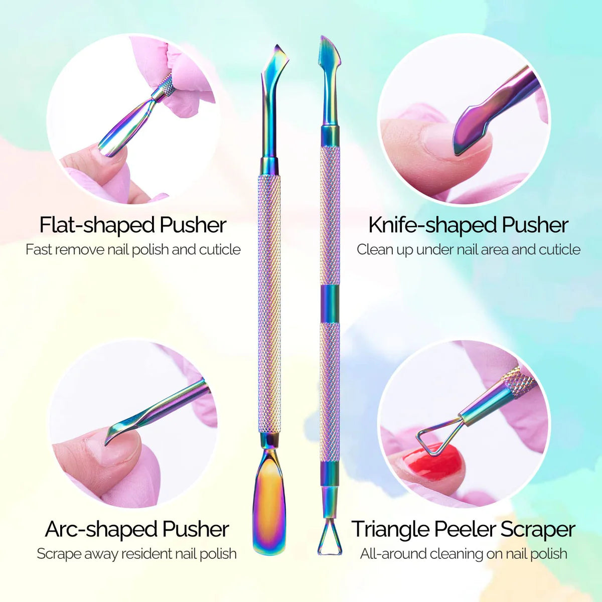 MelodySusie - Acrylic Nail Clippers 4 In 1 Kit - Rainbow - Manicure & Pedicure Tools at Beyond Polish