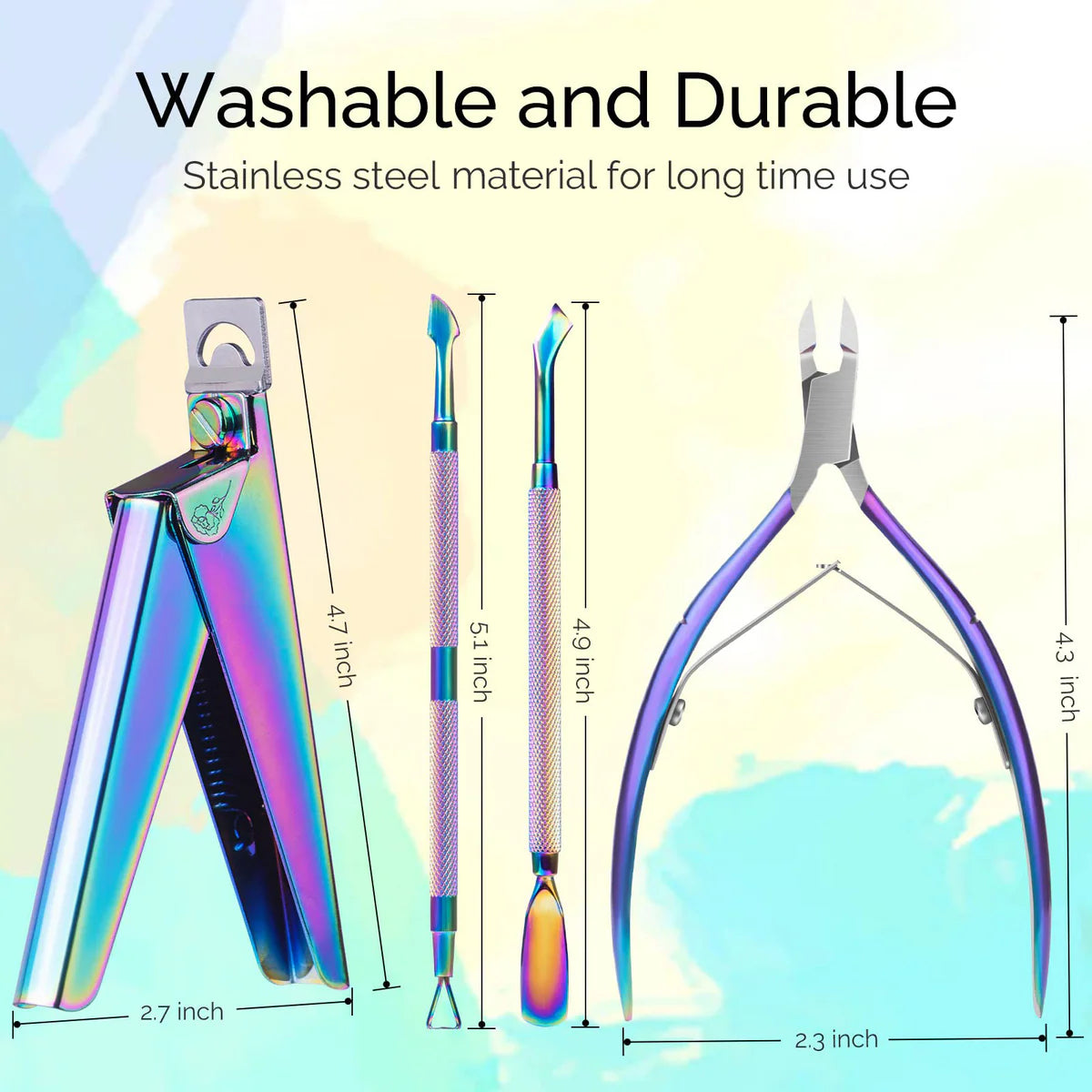 MelodySusie - Acrylic Nail Clippers 4 In 1 Kit - Rainbow - Manicure & Pedicure Tools at Beyond Polish