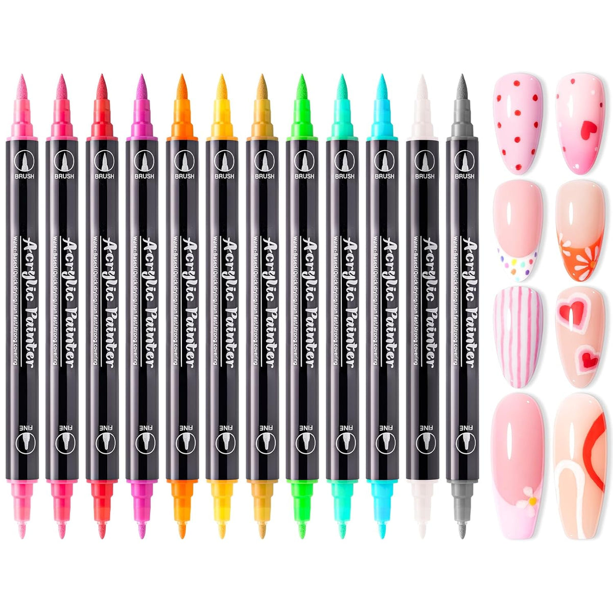 MelodySusie - Double-Ended Nail Art Pens Set 12 Colors - Nail Art at Beyond Polish