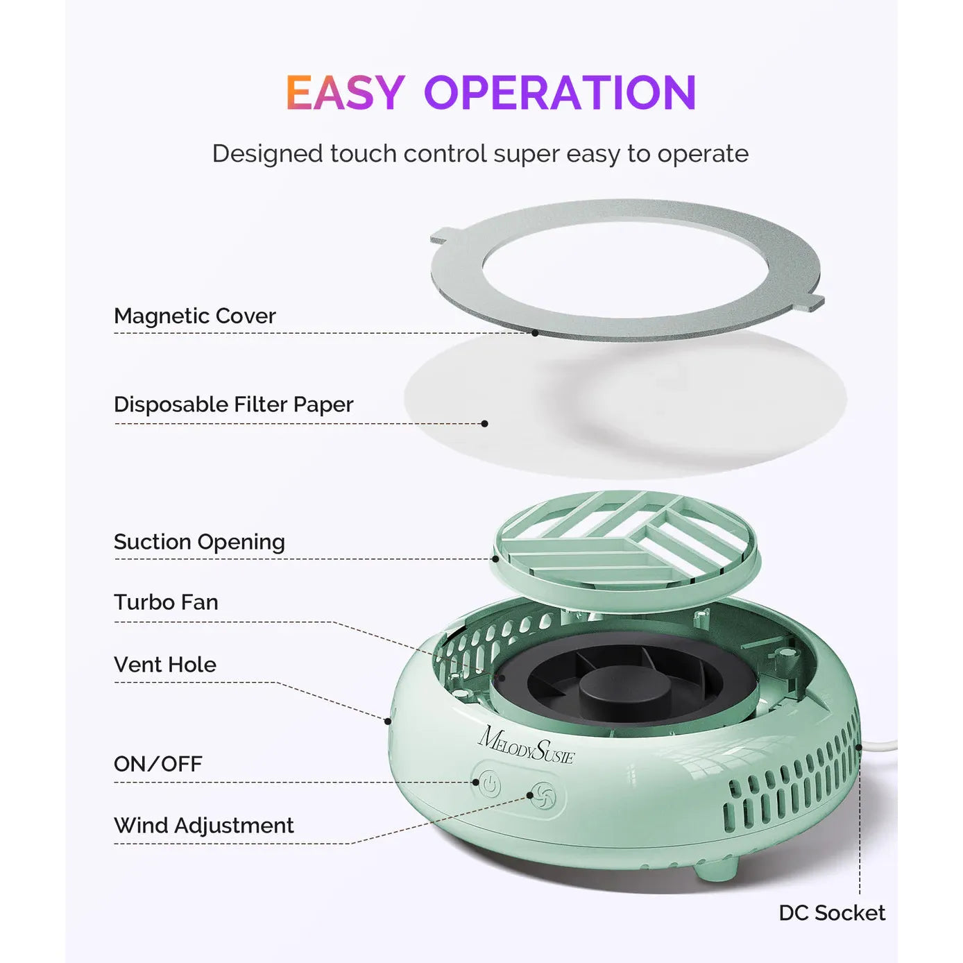 MelodySusie - HProA Nail Dust Collector - Green - Manicure & Pedicure Tools at Beyond Polish