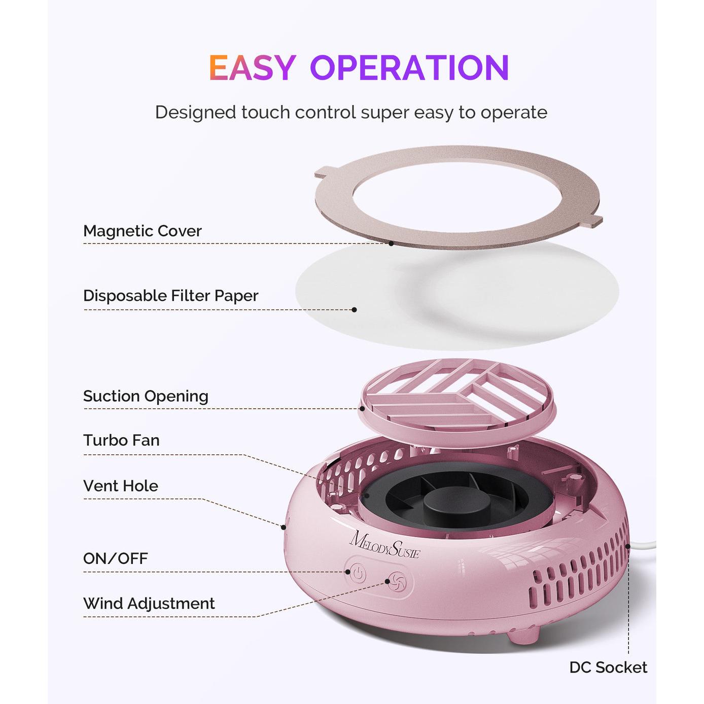 MelodySusie - HProA Nail Dust Collector - Pink - Manicure & Pedicure Tools at Beyond Polish