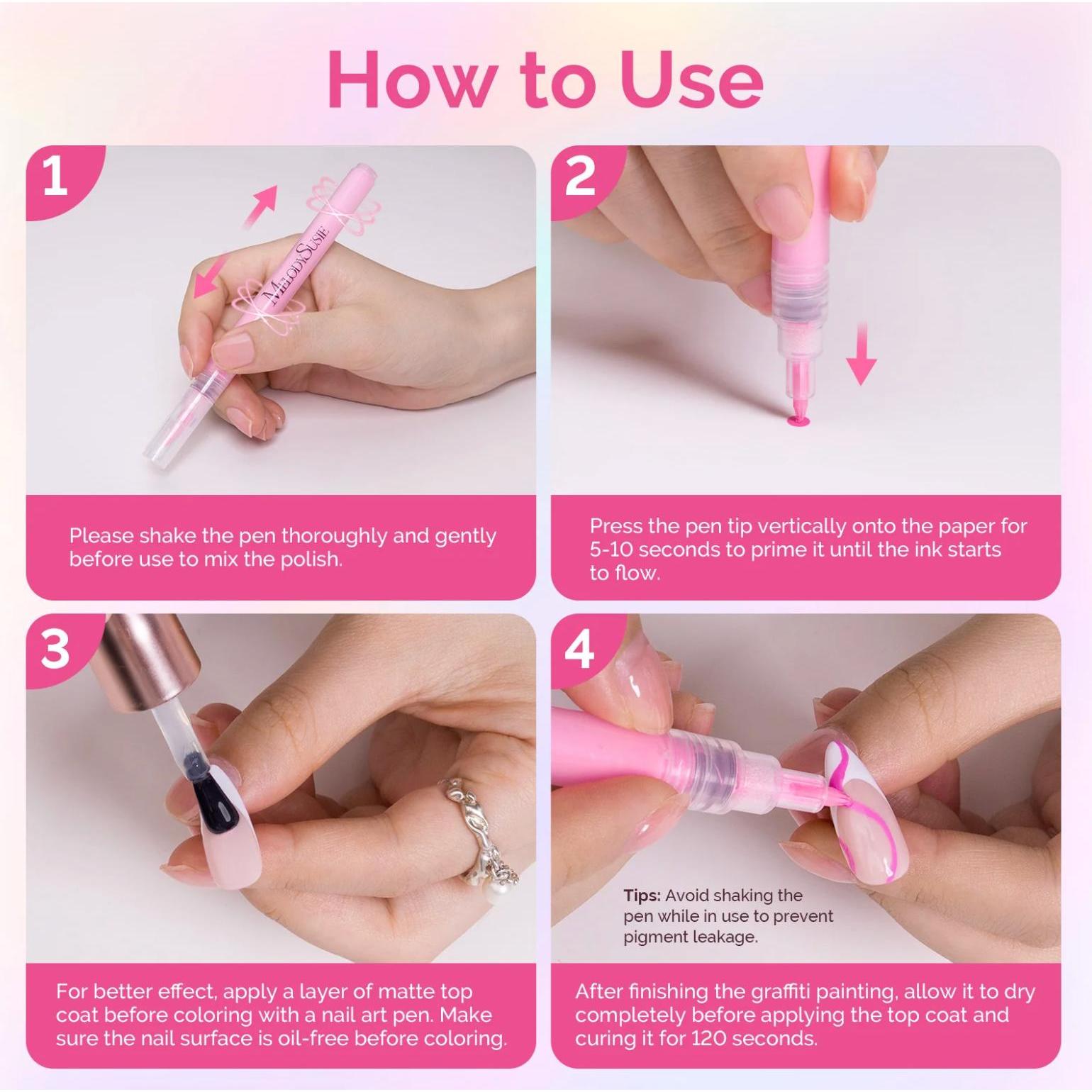 MelodySusie - Nail Art Pens Set 12 Colors - 0.5Mm - Nail Art at Beyond Polish