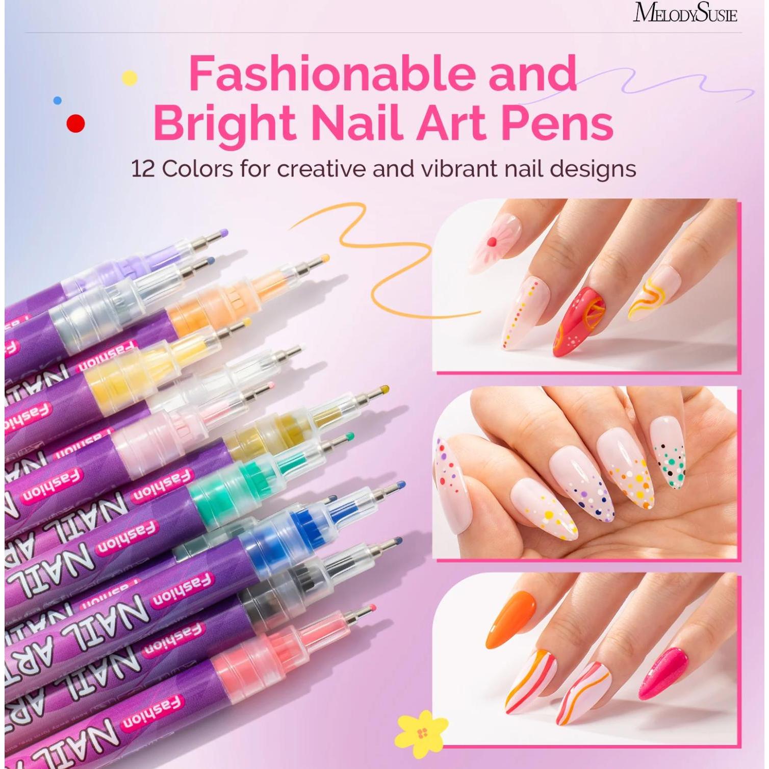 MelodySusie - Nail Art Pens Set 12 Colors - 0.5Mm - Nail Art at Beyond Polish