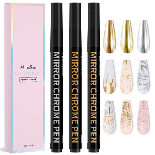 MelodySusie - Nail Art Pens Set Chrome Metallic 3 Colors