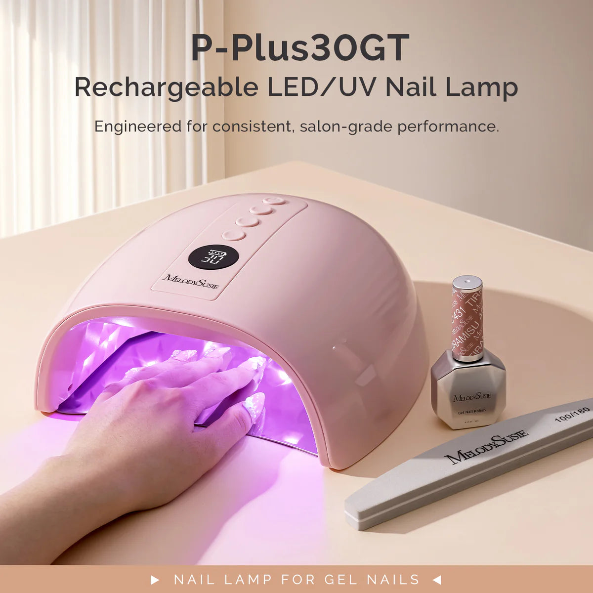 MelodySusie - New Upgraded P-Plus30Gt Rechargeable Cordless Uv/Led Nail Lamp - Pink - Manicure & Pedicure Tools at Beyond Polish