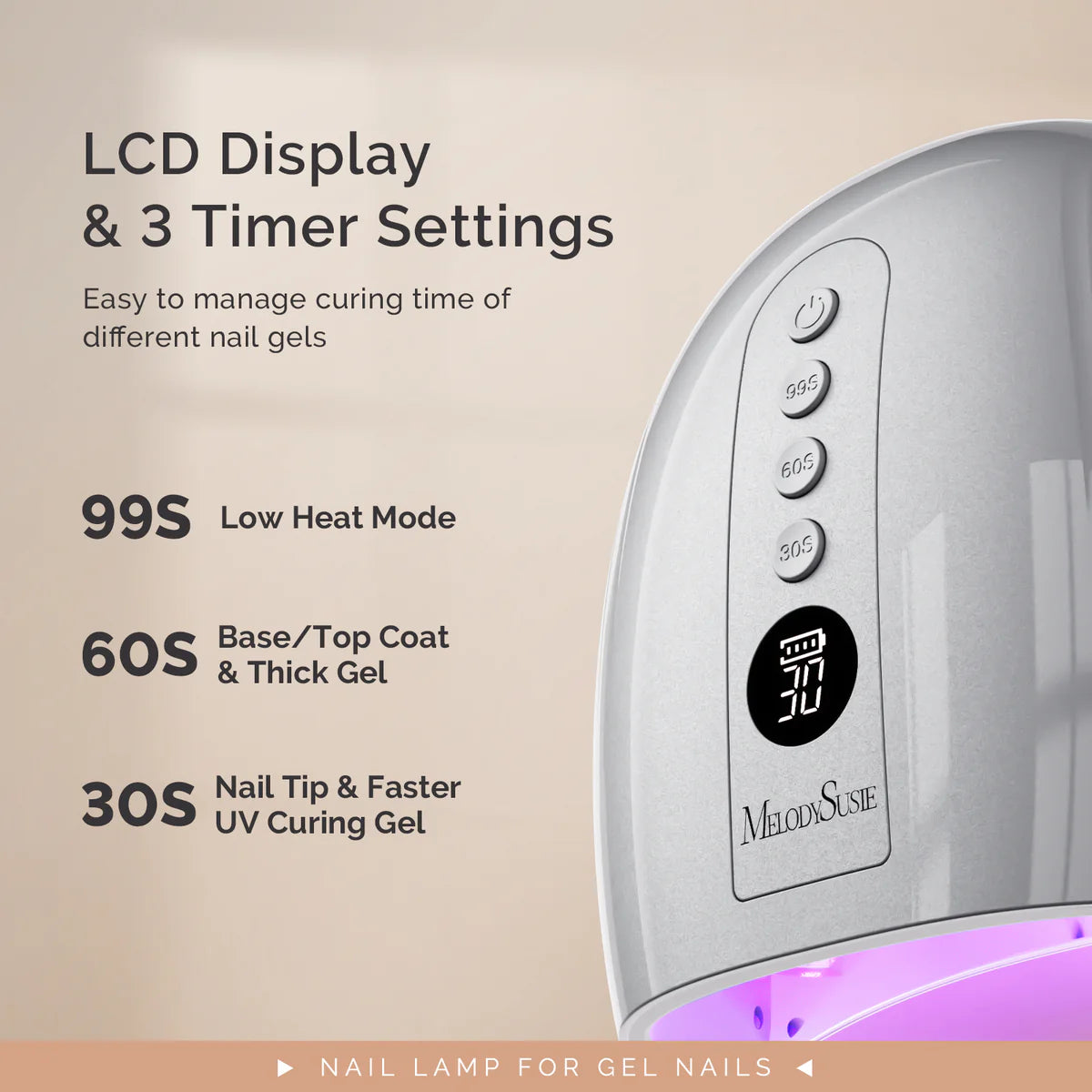 MelodySusie - New Upgraded P-Plus30Gt Rechargeable Cordless Uv/Led Nail Lamp - Silver - Manicure & Pedicure Tools at Beyond Polish