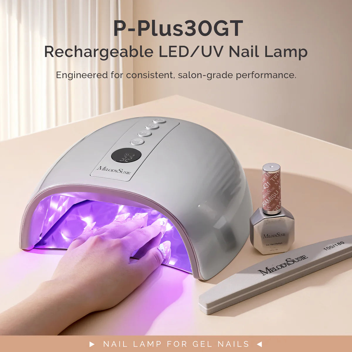 MelodySusie - New Upgraded P-Plus30Gt Rechargeable Cordless Uv/Led Nail Lamp - Silver - Manicure & Pedicure Tools at Beyond Polish