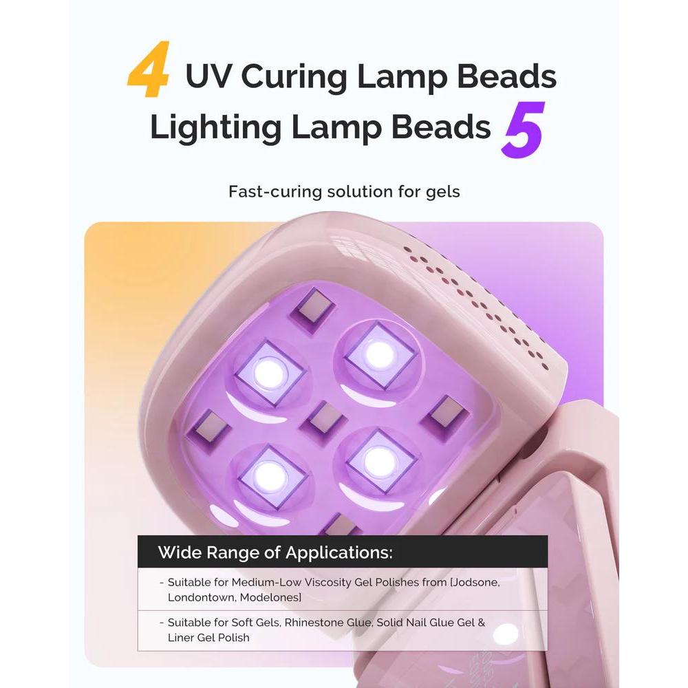 MelodySusie - P-ART09F Foldable & Standable 2-in-1 Design LED/UV Nail Lamp - Pink - Manicure & Pedicure Tools at Beyond Polish
