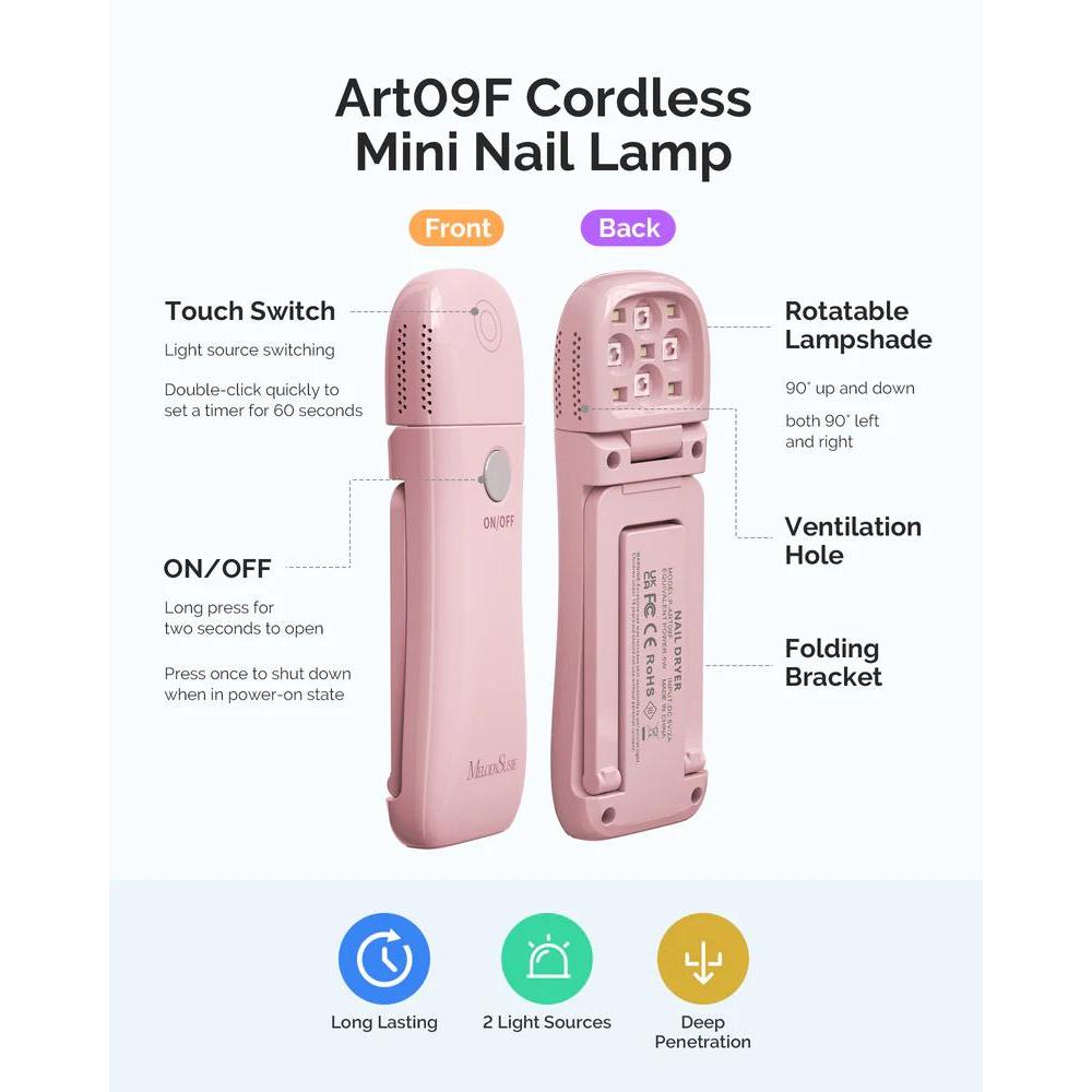 MelodySusie - P-ART09F Foldable & Standable 2-in-1 Design LED/UV Nail Lamp - Pink - Manicure & Pedicure Tools at Beyond Polish