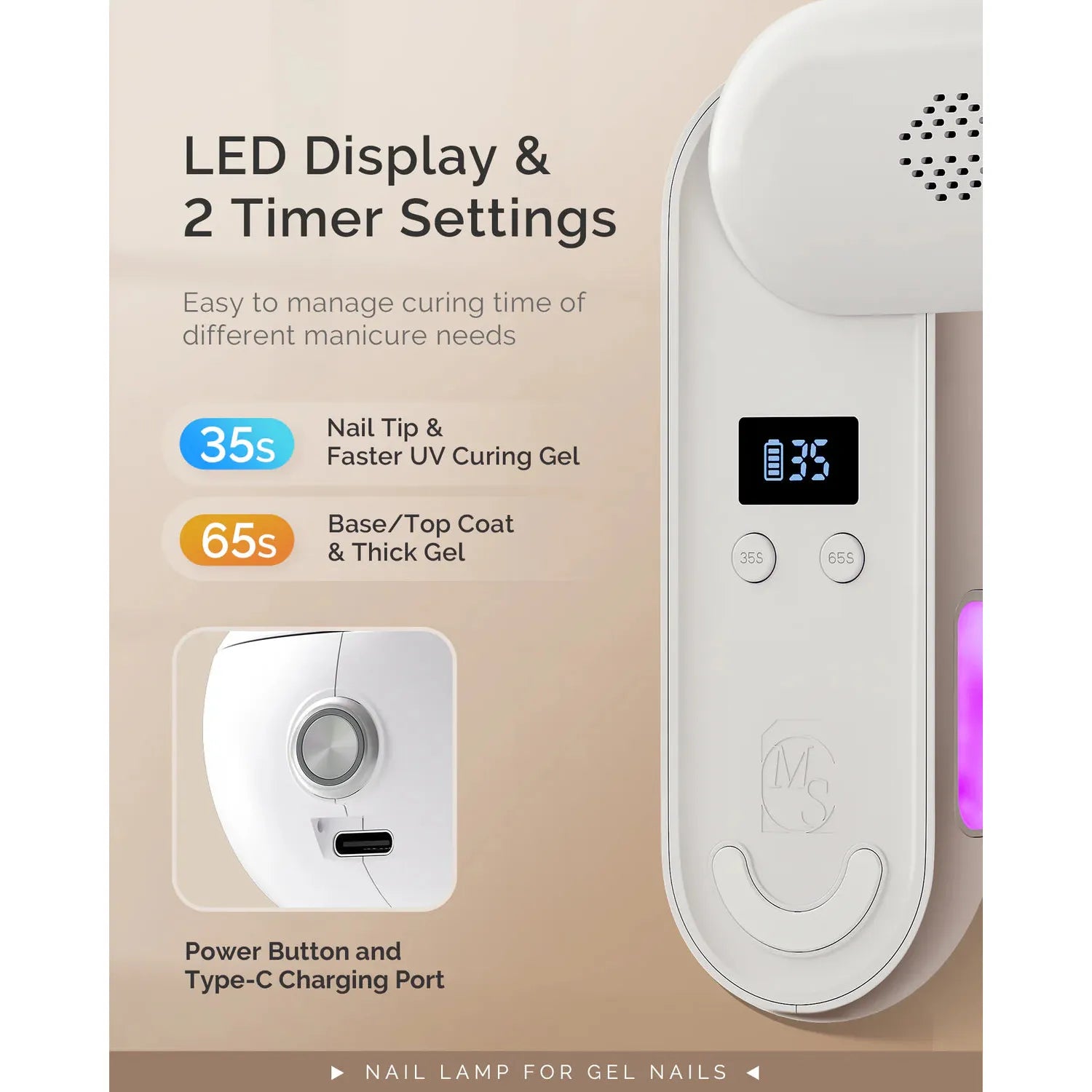 MelodySusie - P-Plus20F Innovative UV Protection Rechargeable UV/LED Nail Lamp - White - Manicure & Pedicure Tools at Beyond Polish