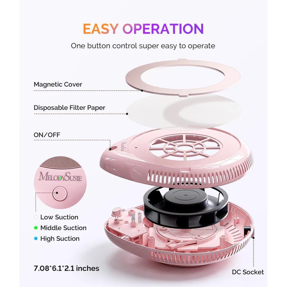 MelodySusie - PProR Cordless & Rechargeable Nail Dust Collector - Pink - Manicure & Pedicure Tools at Beyond Polish