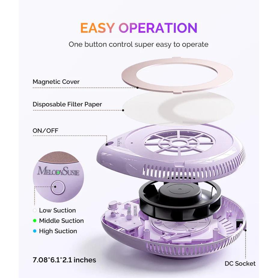 MelodySusie - PProR Cordless & Rechargeable Nail Dust Collector - Purple - Manicure & Pedicure Tools at Beyond Polish