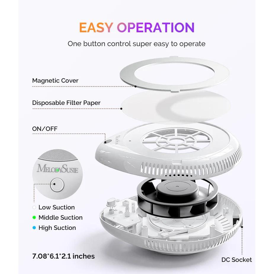 MelodySusie - PProR Cordless & Rechargeable Nail Dust Collector - White - Manicure & Pedicure Tools at Beyond Polish
