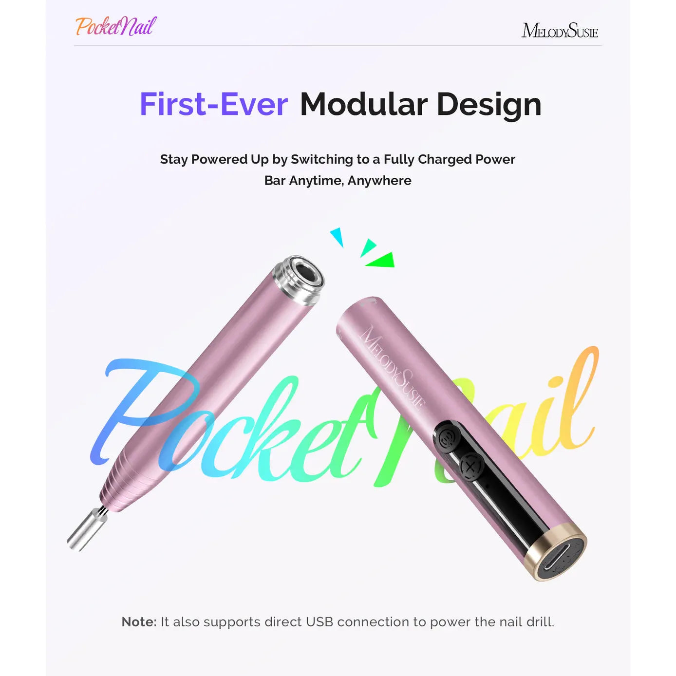 MelodySusie - PocketNail PC100GR/PC100G Innovative Pen-Shaped Portable Nail Drill 20,000RPM - Grape Ice - Manicure & Pedicure Tools at Beyond Polish