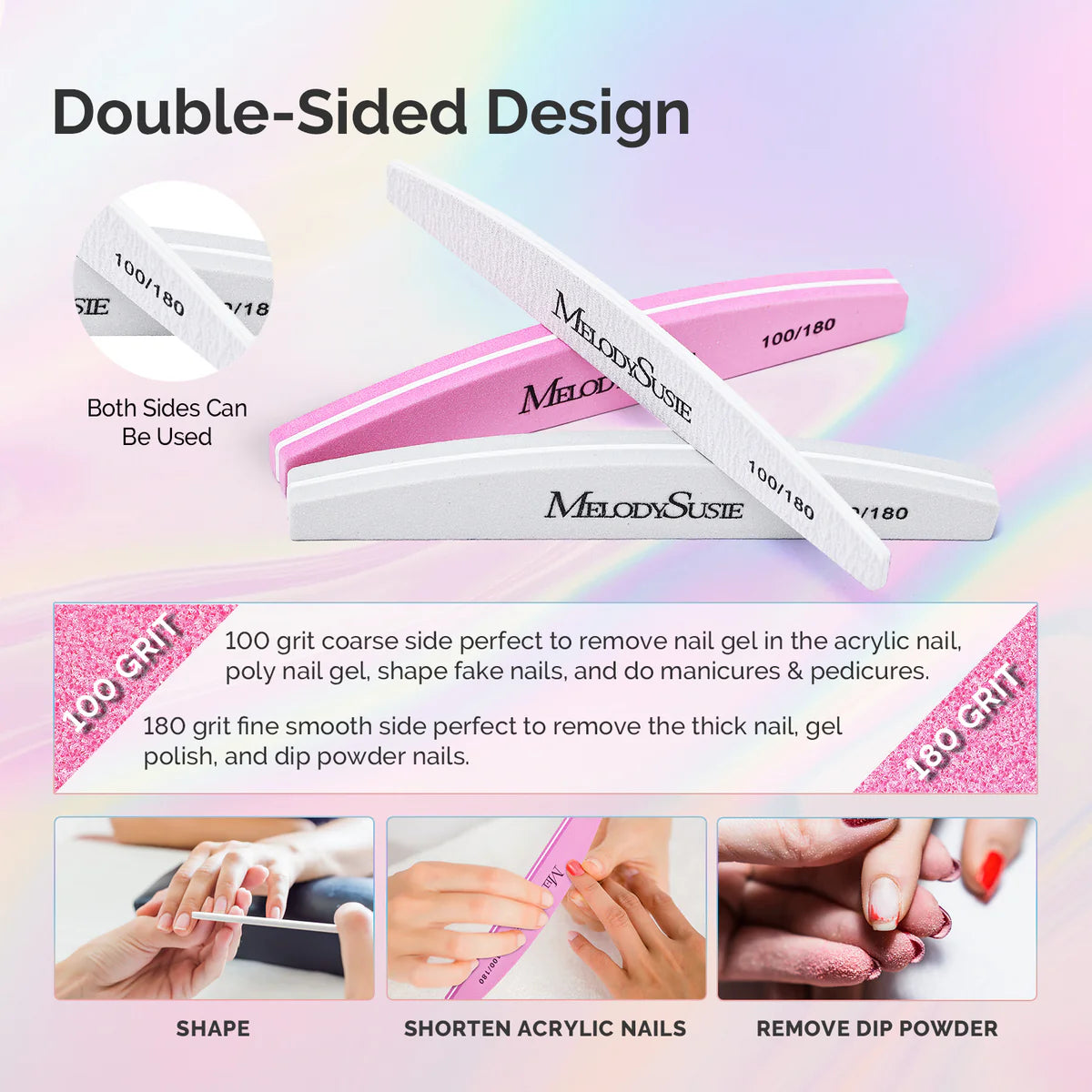 MelodySusie - Professional Nail Files And Buffers 16Pcs Kit - 100/180 Grit - Manicure & Pedicure Tools at Beyond Polish