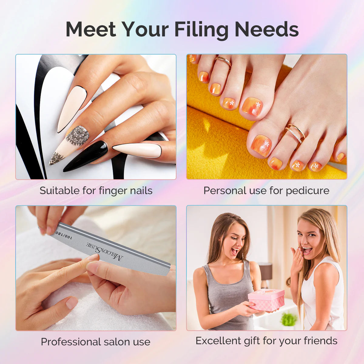 MelodySusie - Professional Nail Files And Buffers 16Pcs Kit - 100/180 Grit - Manicure & Pedicure Tools at Beyond Polish