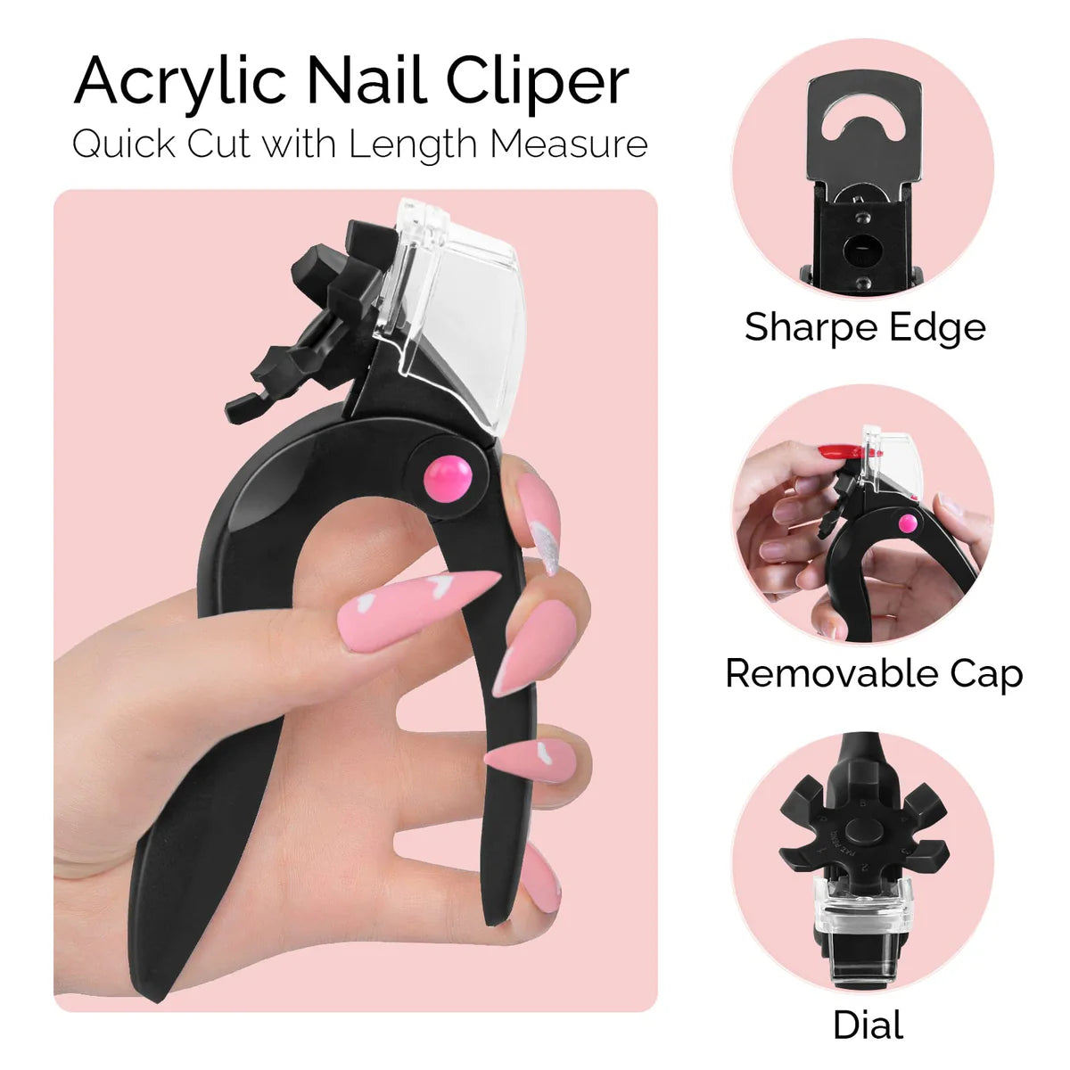 MelodySusie - Rotary Adjustable Stainless Steel Acrylic Nail Clippers - Black - Manicure & Pedicure Tools at Beyond Polish