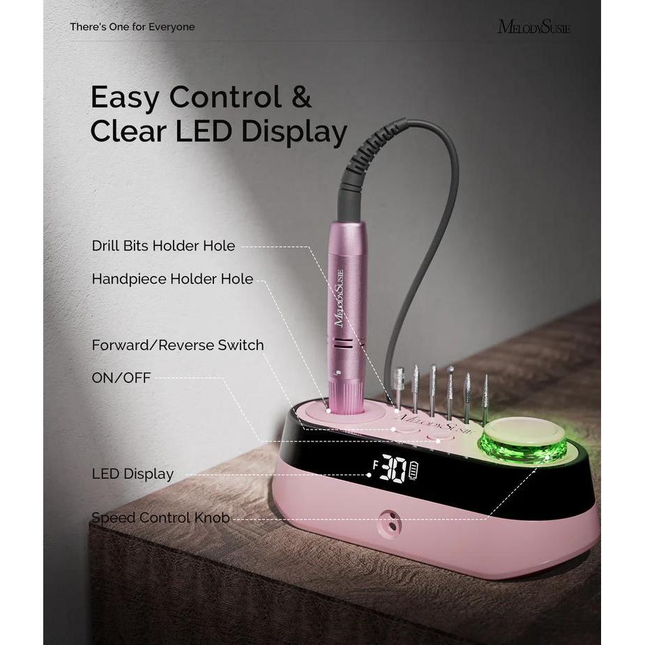 MelodySusie - SC320A Desktop Multifunctional Rechargeable Nail Drill 30,000RPM - Pink - Manicure & Pedicure Tools at Beyond Polish