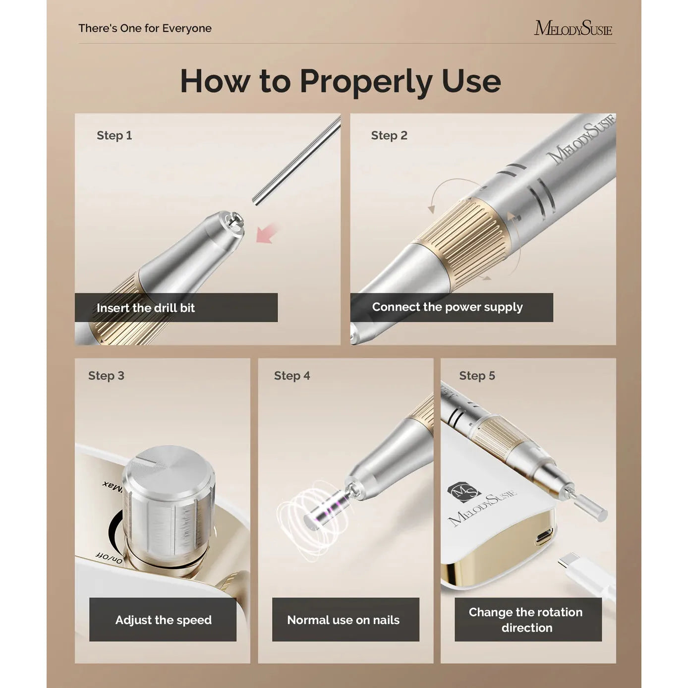 MelodySusie - SC320F Rechargeable Nail Drill 30000RPM - White - Manicure & Pedicure Tools at Beyond Polish