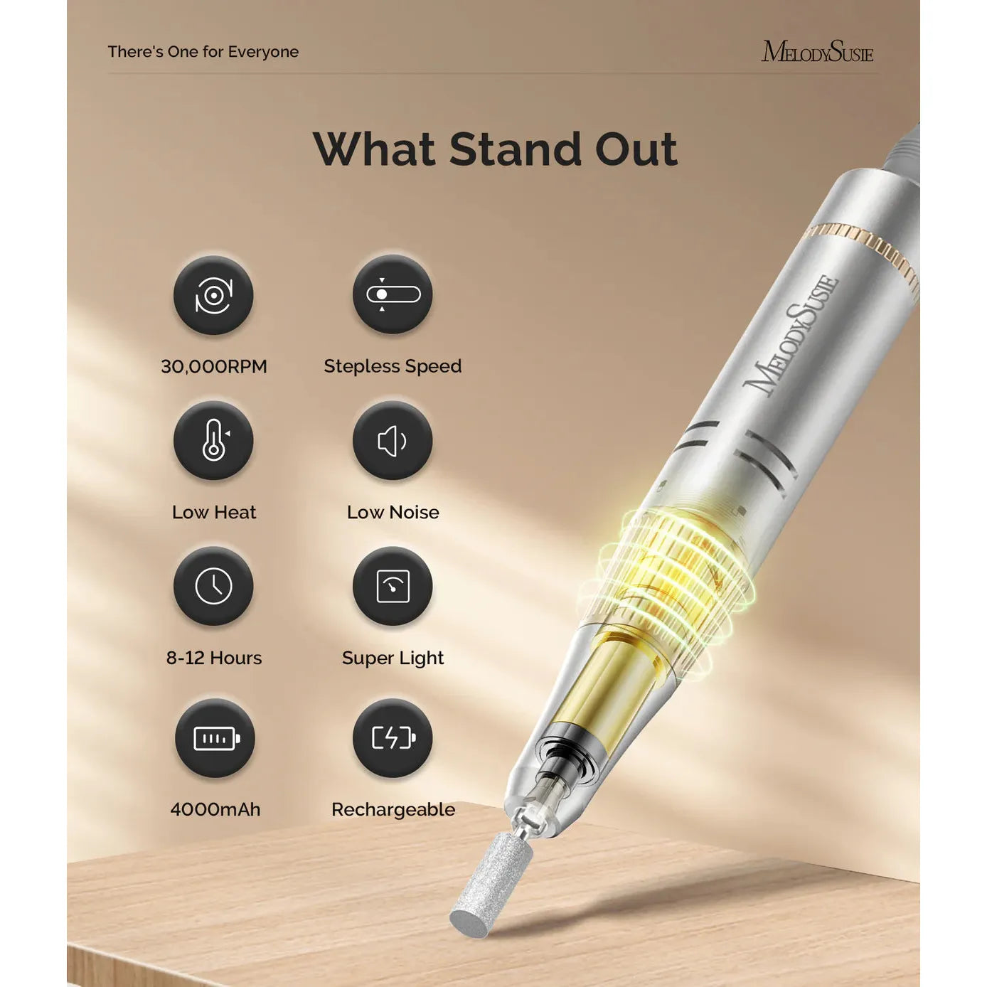 MelodySusie - SC320F Rechargeable Nail Drill 30000RPM - White - Manicure & Pedicure Tools at Beyond Polish