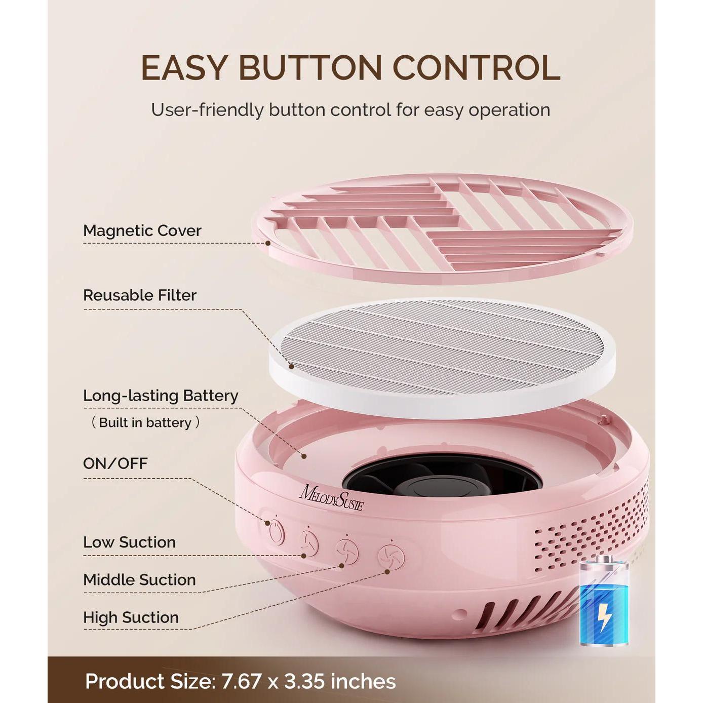 MelodySusie - SProR Cordless & Rechargeable Nail Dust Collector - Pink - Manicure & Pedicure Tools at Beyond Polish