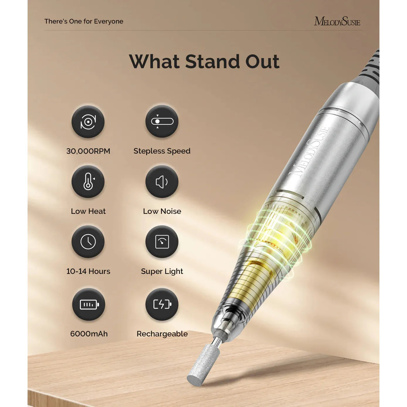 MelodySusie - Scamander (Sc320H) Rechargeable Nail Drill 30,000Rpm - Black - Manicure & Pedicure Tools at Beyond Polish