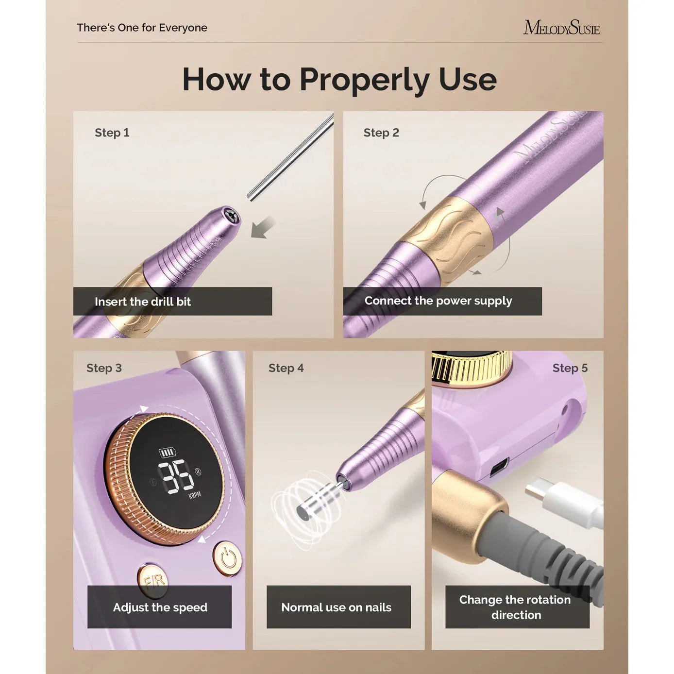 MelodySusie - Sm330G Clip-On Advanced Rechargeable 2-In-1 Nail Drill With Built-In Stand 35,000Rpm - Purple - Manicure & Pedicure Tools at Beyond Polish