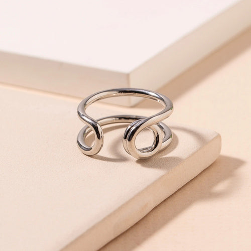 Metal Double Looped Open Ring