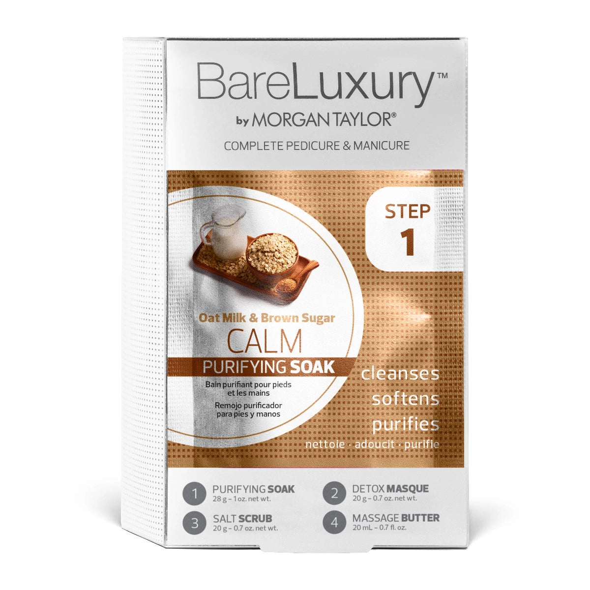 Morgan Taylor - Bareluxury 4-In-1 Complete Pedicure & Manicure - Oatmilk & Brown Sugar - Manicure & Pedicure Tools at Beyond Polish