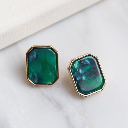 Moss Resin Stud Earrings