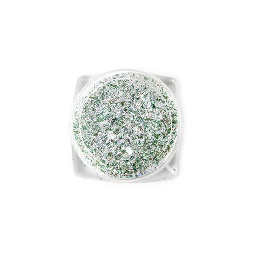 Nail Art Design - Glitter Flakes Iridescent Green Pink