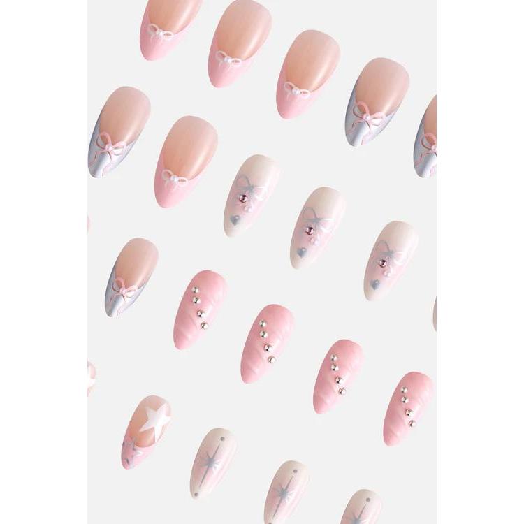 Never Have I Ever - Baby Pink Bows - Press-On Nails - Nail Extensions at Beyond Polish