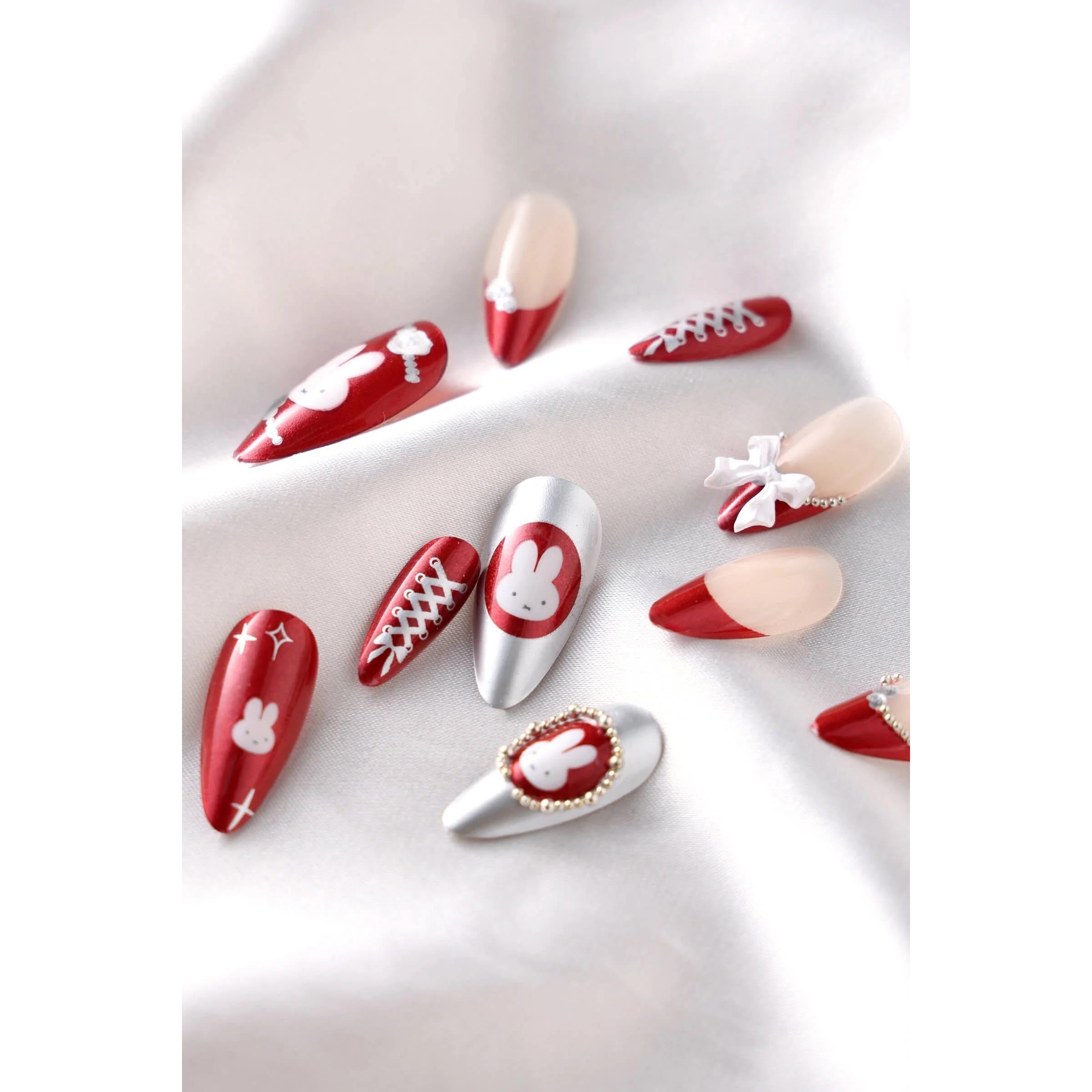 Never Have I Ever - Burgundy Miffy - Almond Press-On Nails - Nail Extensions at Beyond Polish