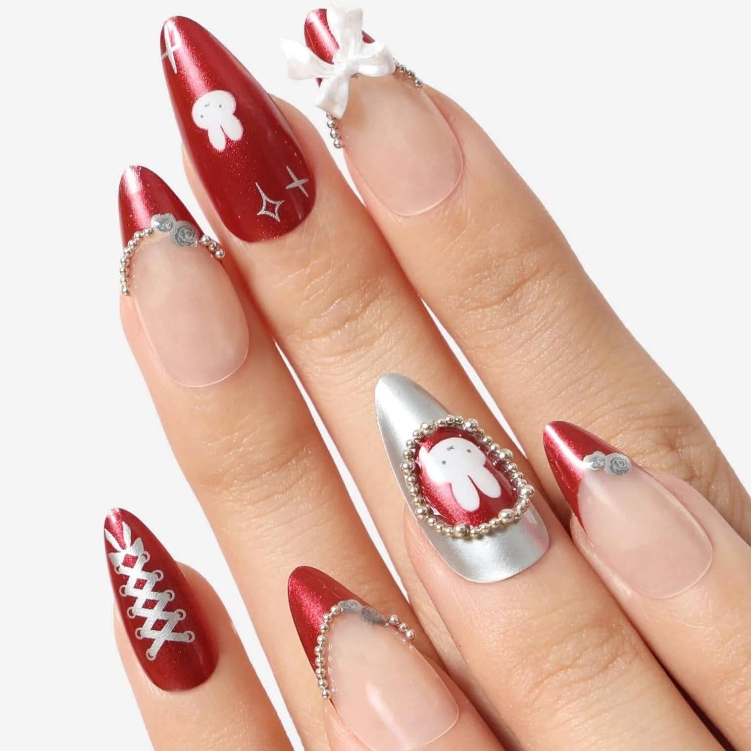 Never Have I Ever - Burgundy Miffy - Almond Press-On Nails - Nail Extensions at Beyond Polish