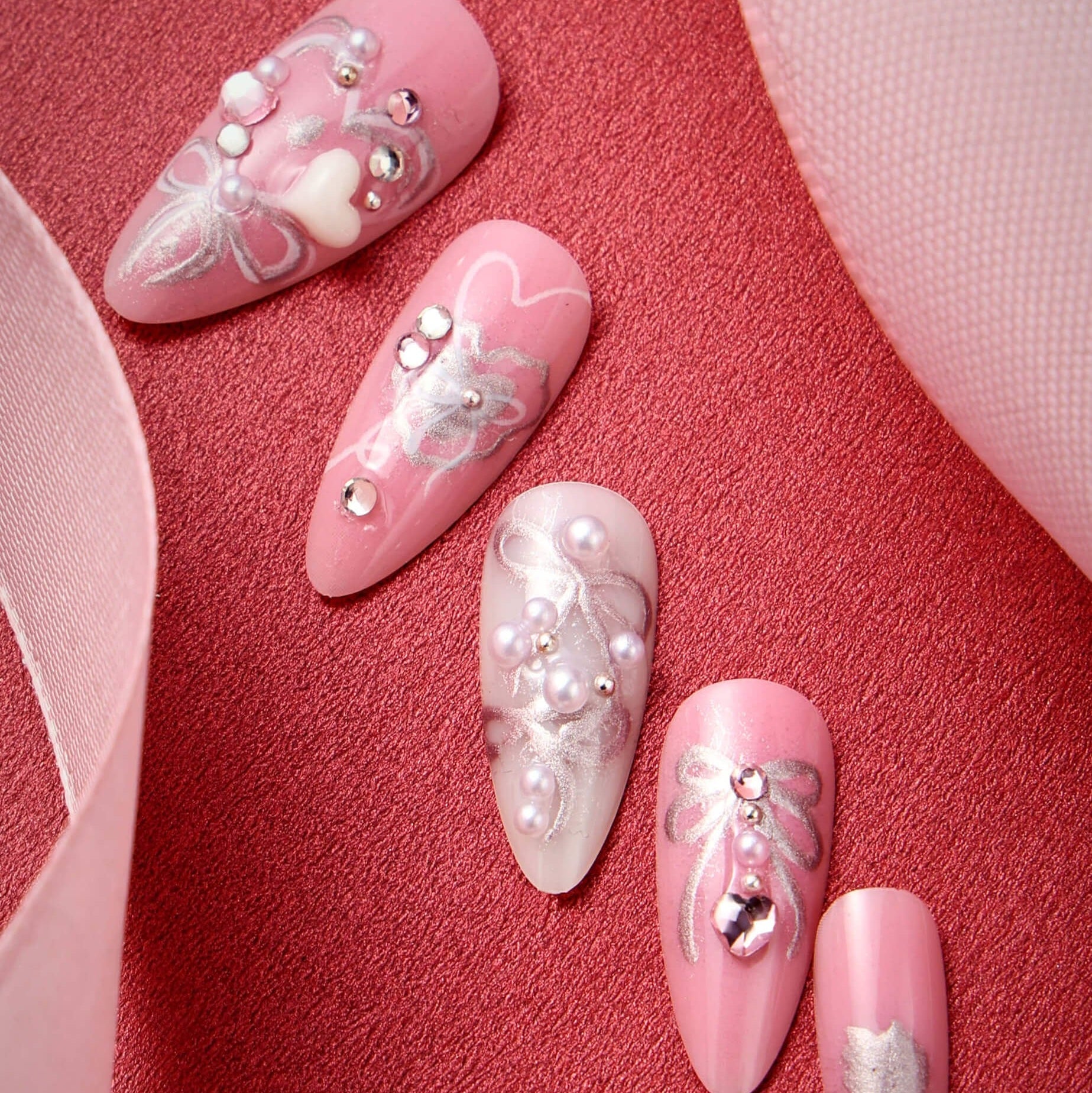 Never Have I Ever - Hearts Of Pearls - Almond Press-On Nails - Nail Extensions at Beyond Polish