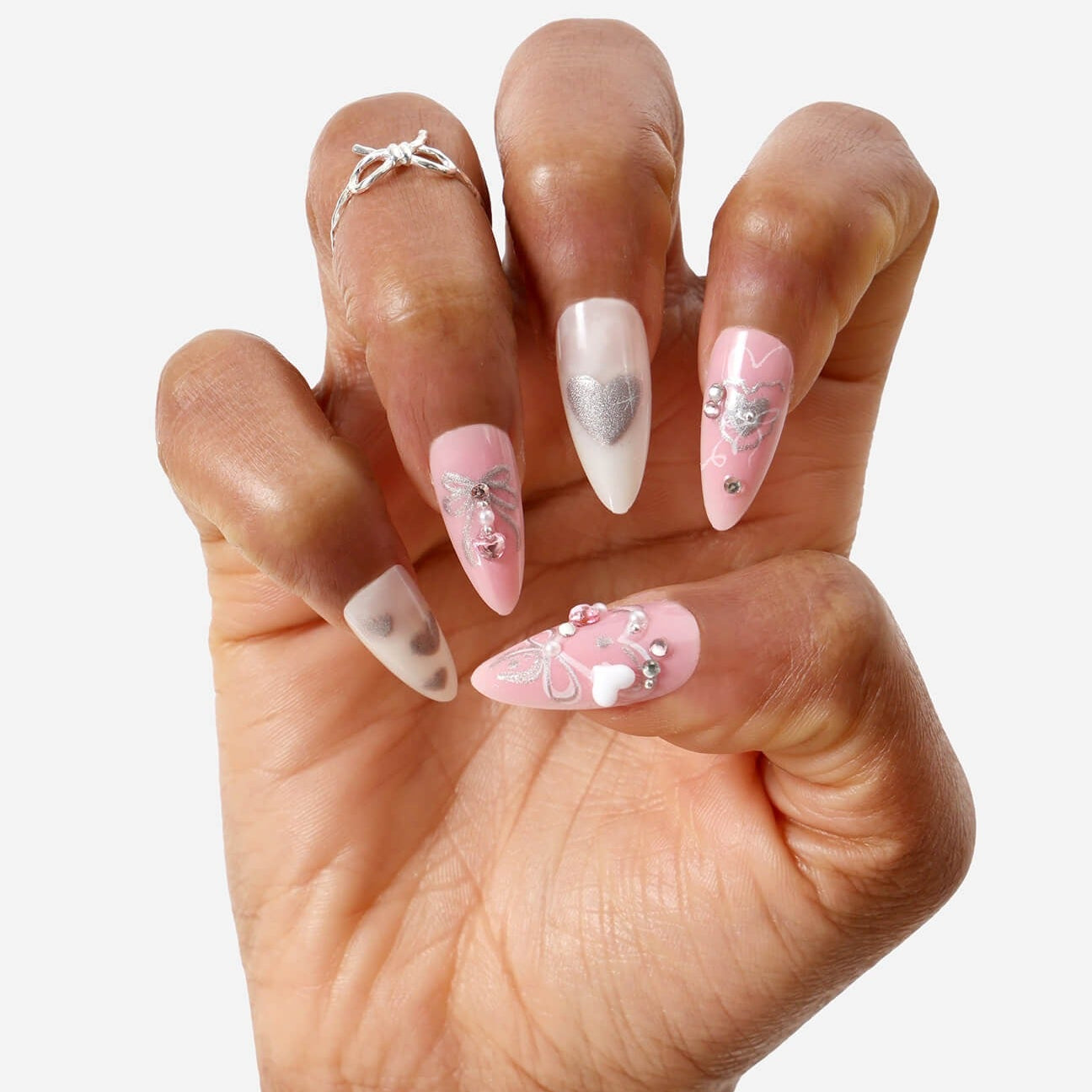 Never Have I Ever - Hearts Of Pearls - Almond Press-On Nails - Nail Extensions at Beyond Polish